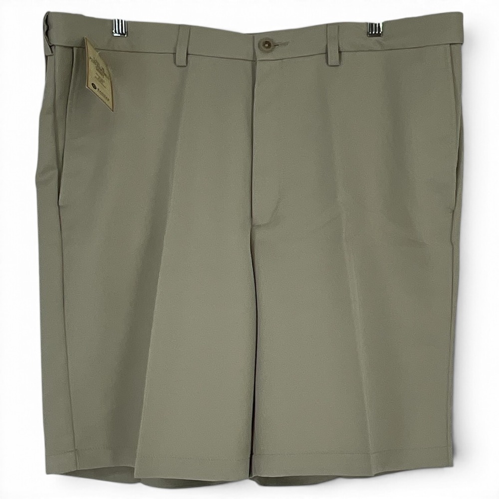 Haggar Cool 18 Performance Shorts Mens 40 String Beige Flat Front 41154529848